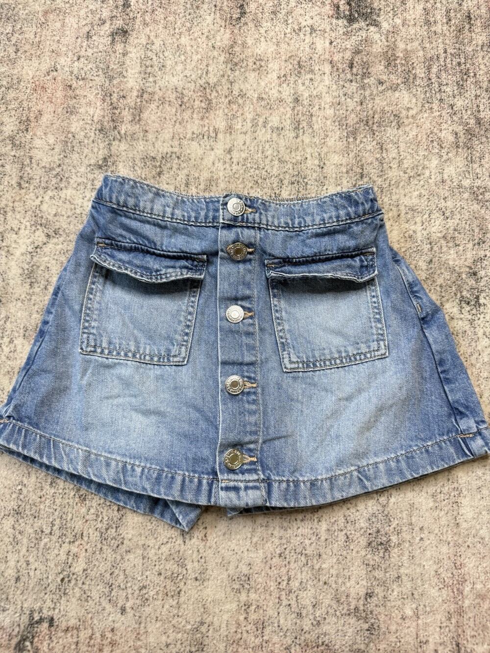 H&M Girls Denim Jean A-Line Skirt Stretch Waist Size 6 Y2K Summer School